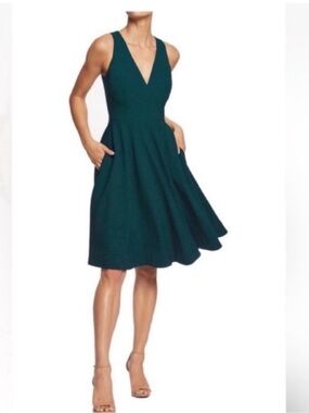 Dress the Population Catalina Sleeveless Fit-and-Flare Dress Deep Green Sz XXL